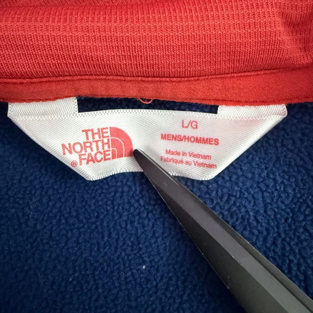 The North Face Hoodie Large Blue Red Logo Pullover Gorpcore Outdoorsy Sporty